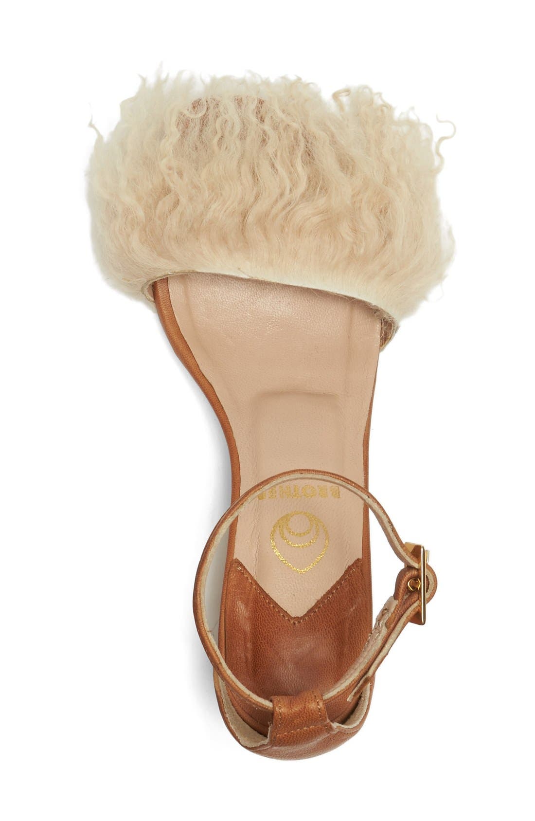 Brother Vellies Tufted Dhara Genuine Shearling Ankle Strap Sandal, Alternate, color, 