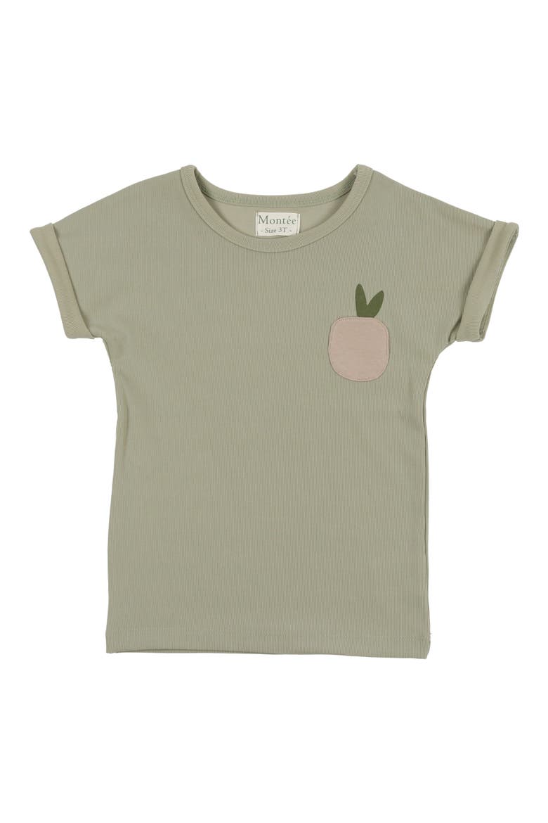Kids' Rib Appliqué T-Shirt, Main, color, SAGE