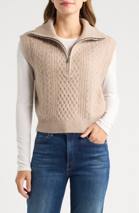 Cable Knit Quarter Zip Sweater Vest