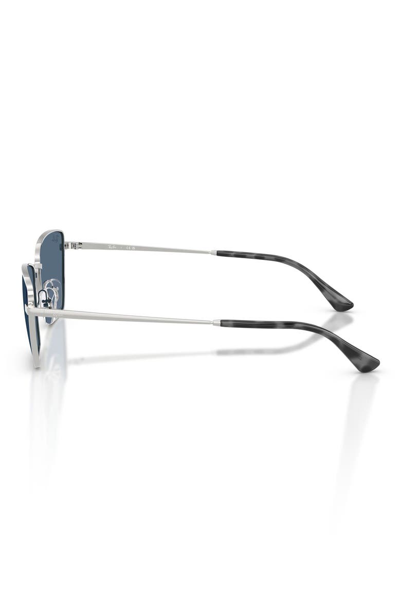 Drea Bio-Based 53mm Polarized Irregular Cat Eye Sunglasses, Alternate, color, SILVER / DARK BLUE