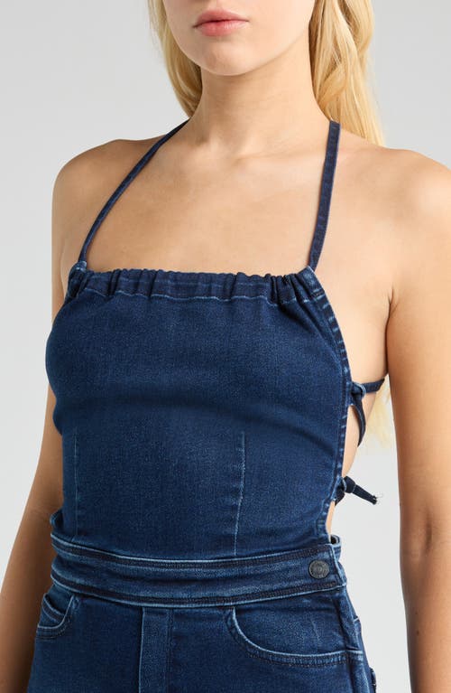 Mother The Back Raw Hem Denim Midi Dress In Blue
