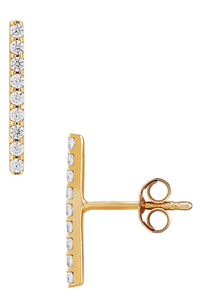 Frankie & Zoe 10K Yellow Gold Diamond Bar Stud Earrings, Alternate, color, Yellow Gold