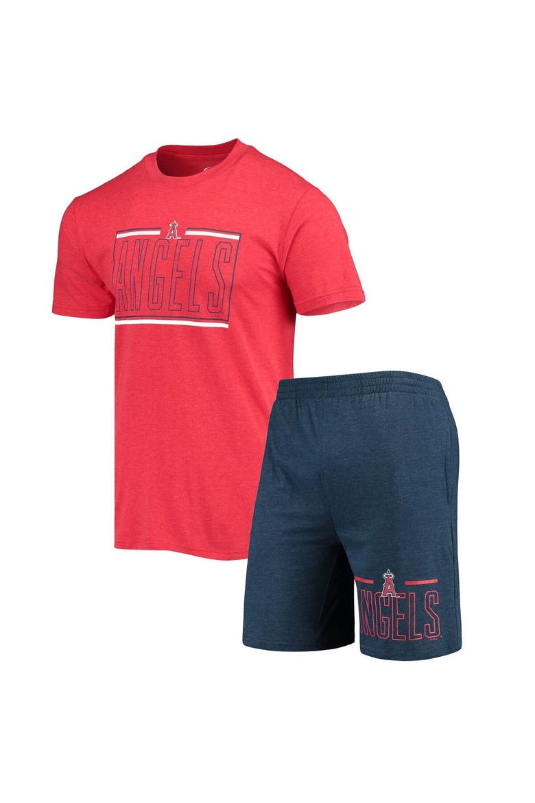 Men's Concepts Sport Navy/Red Los Angeles Angels Meter T-Shirt and Shorts Sleep Set, Main, color, Navy
