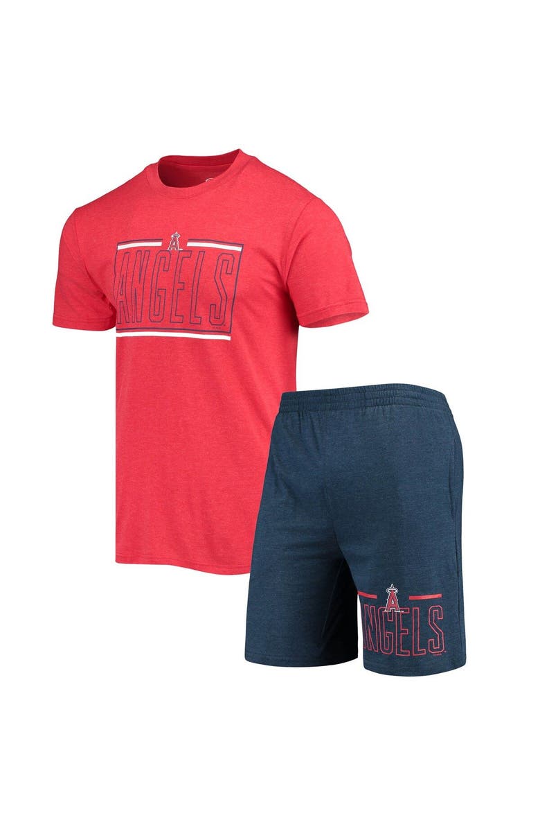 CONCEPTS SPORT Men's Concepts Sport Navy/Red Los Angeles Angels Meter T-Shirt and Shorts Sleep Set, Main, color, 