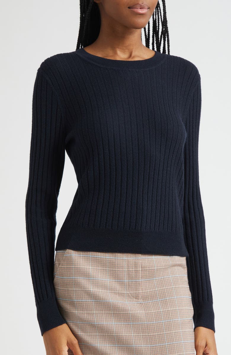 Veronica Beard Cheval Merino Wool Crewneck Sweater, Alternate, color,