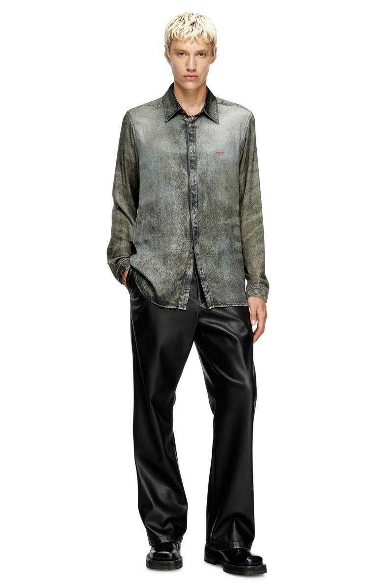 DIESEL<sup>®</sup> S-Simply-Lkct Denim Print Button-Up Shirt, Alternate, color, Black/ Denim