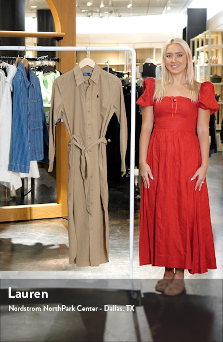 Cory Tie Belt Long Sleeve Twill Maxi Shirtdress, sales video thumbnail