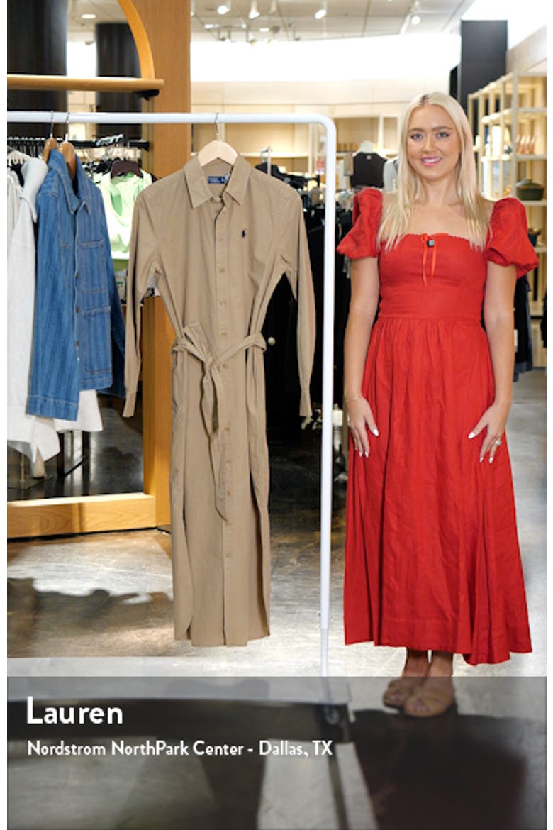 Cory Tie Belt Long Sleeve Twill Maxi Shirtdress video