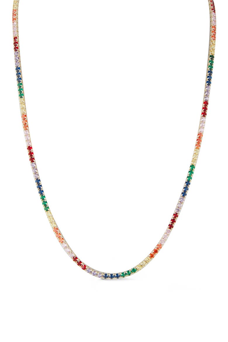 14K Gold Vermeil Rainbow CZ Choker Necklace, Main, color, GOLD