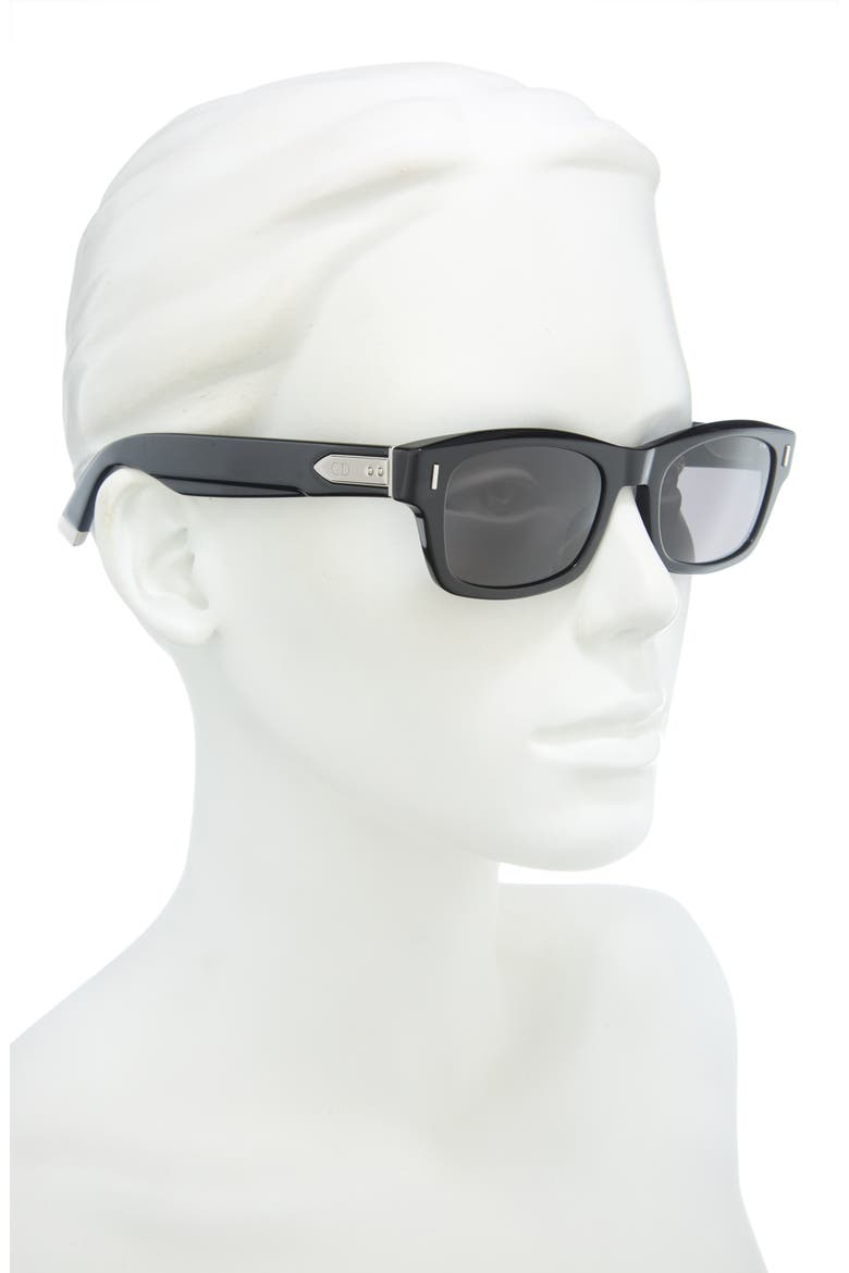 'Diortailoring S31 Rectangular Sunglasses, Alternate, color, SHINY BLACK / SMOKE