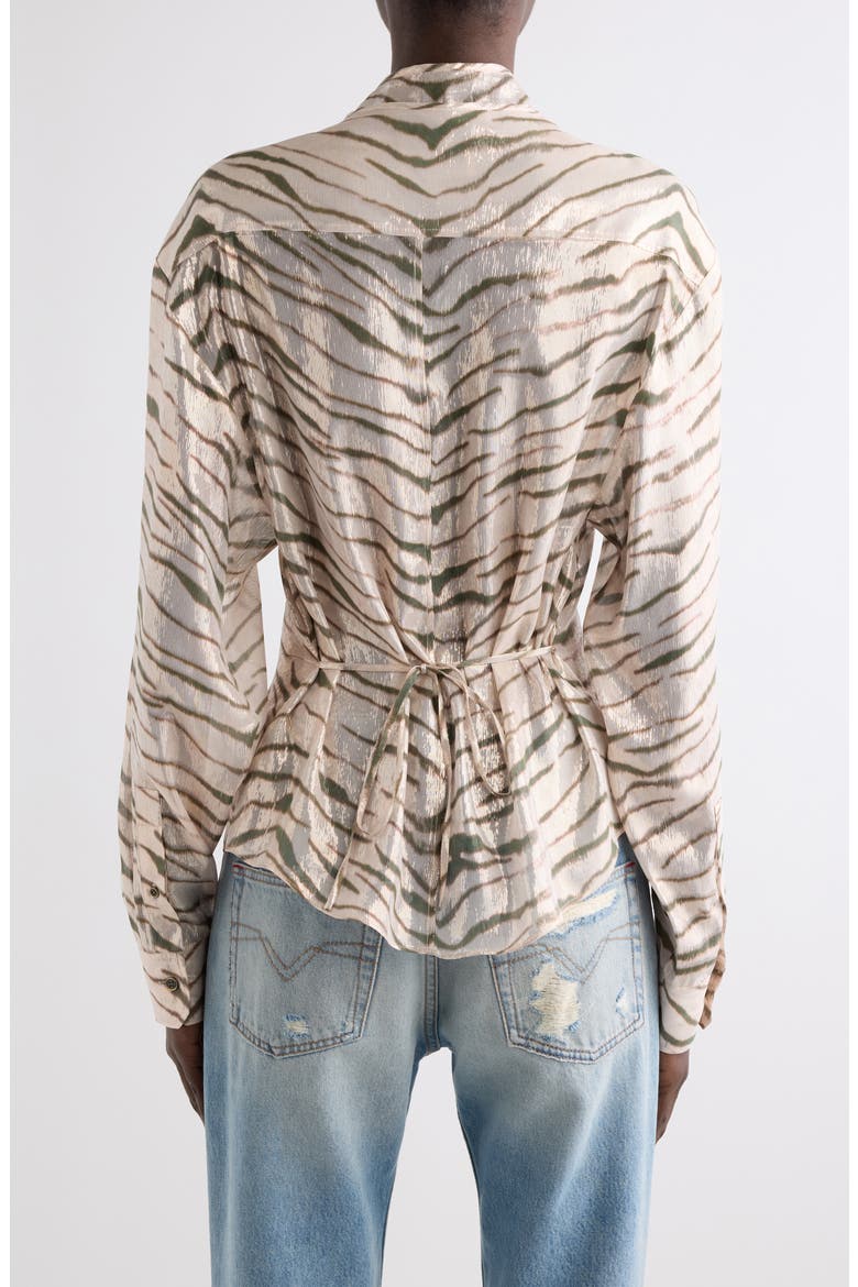 Folca Zebra Print Silk Blend Jacket, Alternate, color, BEIGE/ KHAKI