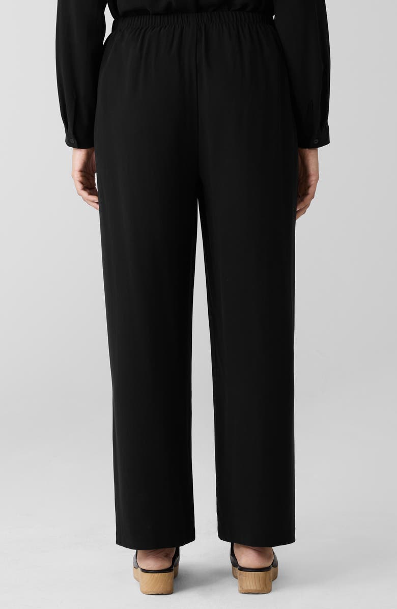 Eileen Fisher Ankle Wide Leg Silk Pants, Alternate, color, Black