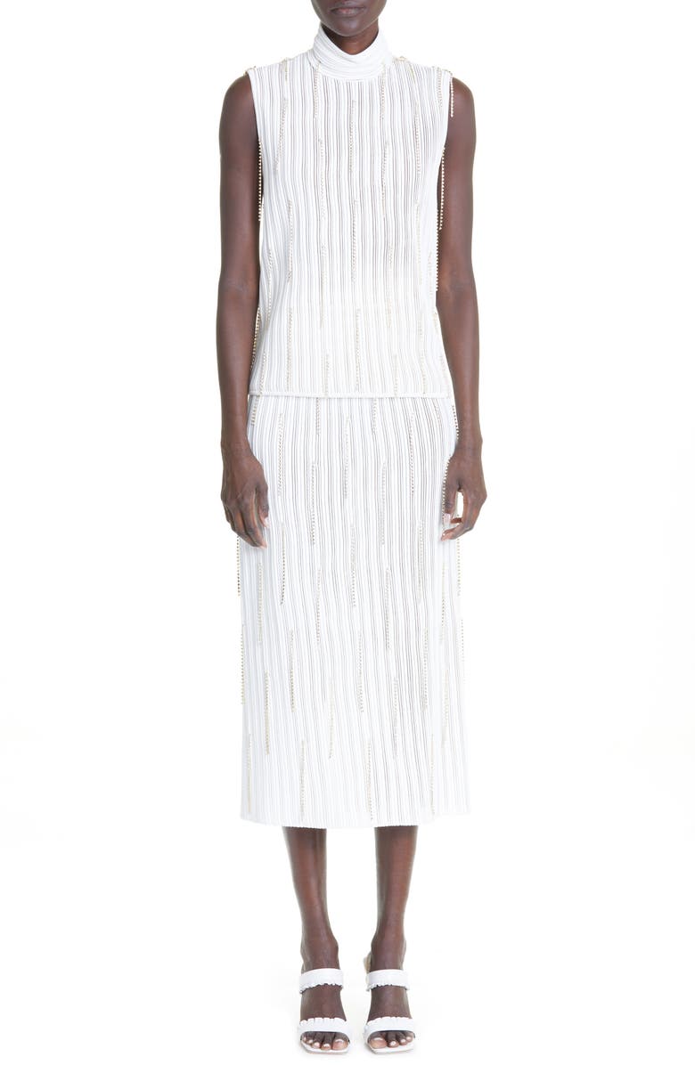 St. John Evening Crystal Chain Ottoman Stitch Midi Skirt, Alternate, color,