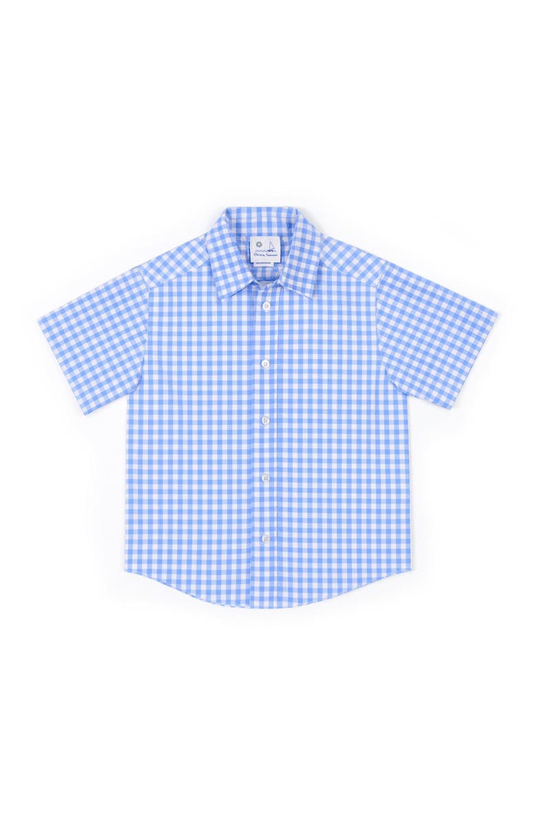 Florence Eiseman Gingham Camp Shirt, Main, color, Blue/White