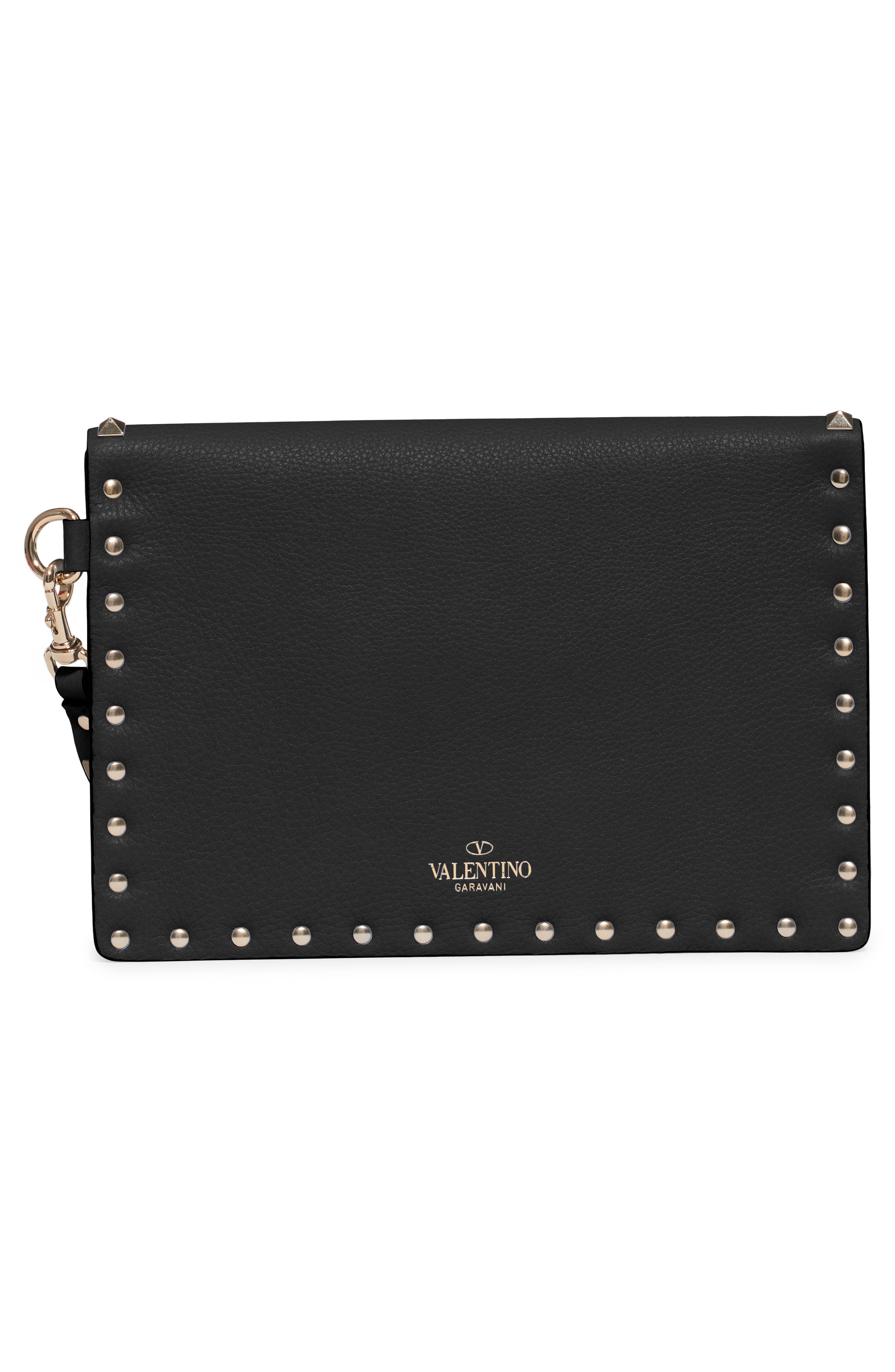 Valentino Garavani Medium Rockstud Leather Envelope Pouch, Alternate, color, 