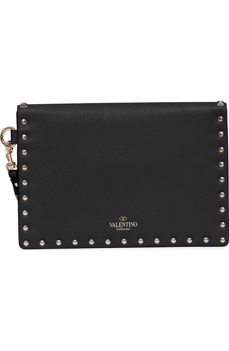 Valentino Garavani Medium Rockstud Leather Envelope Pouch, Alternate, color,