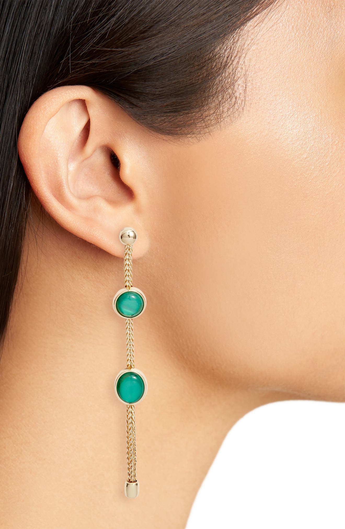 Halogen® Inset Cabochon Linear Earrings (Women) | Nordstrom
