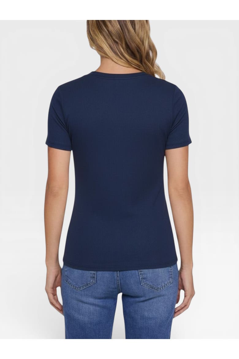 Crew Neck Cross Over Nursing Short Sleeve Top, Alternate, color, Peacoat