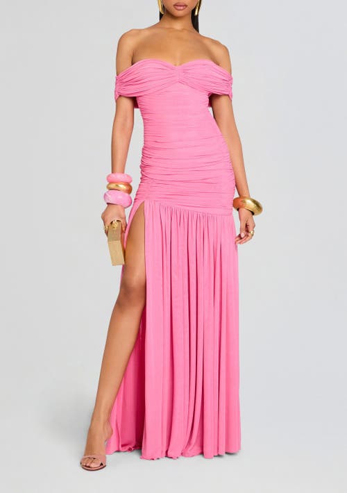 Retroféte Clementine Mesh Off The Shoulder Dress In Camellia