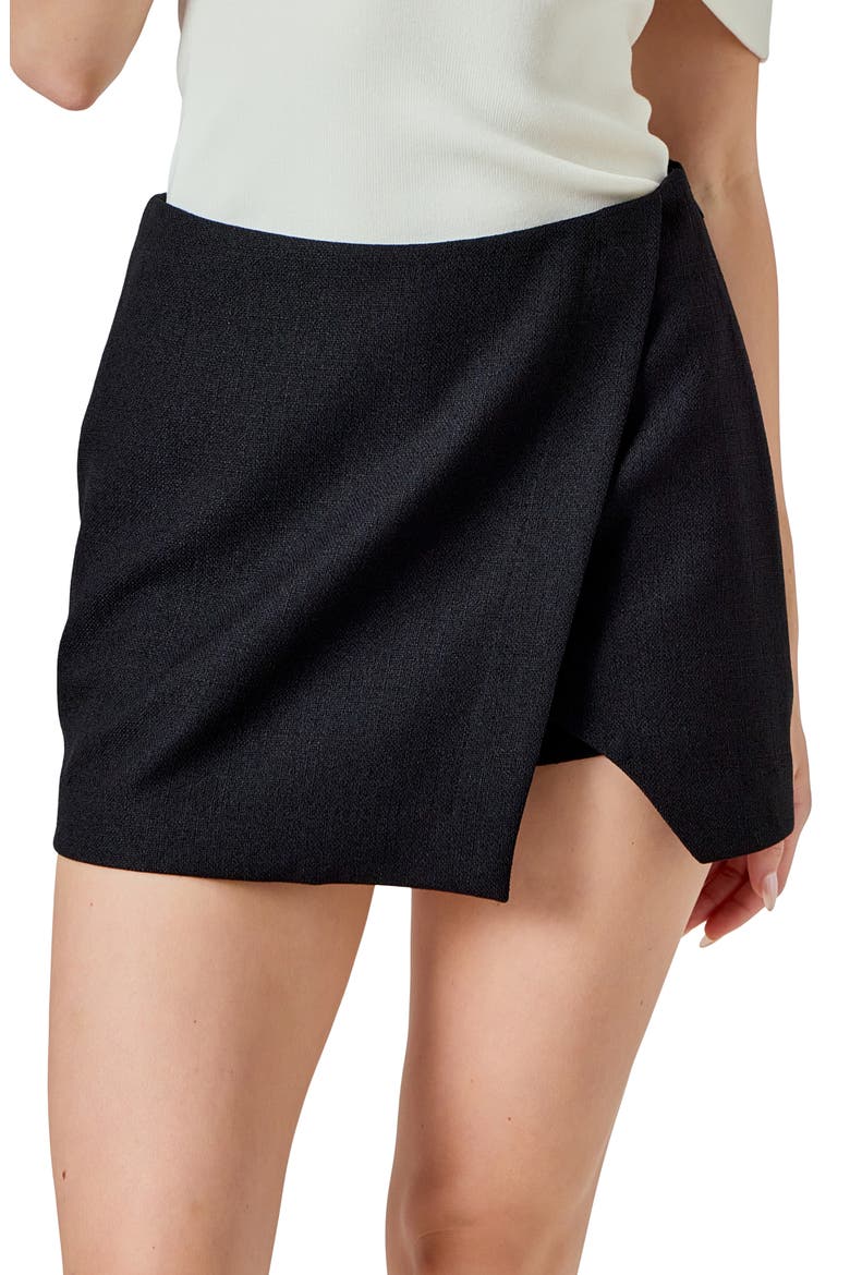 Asymmetric Tweed Miniskirt, Alternate, color, BLACK