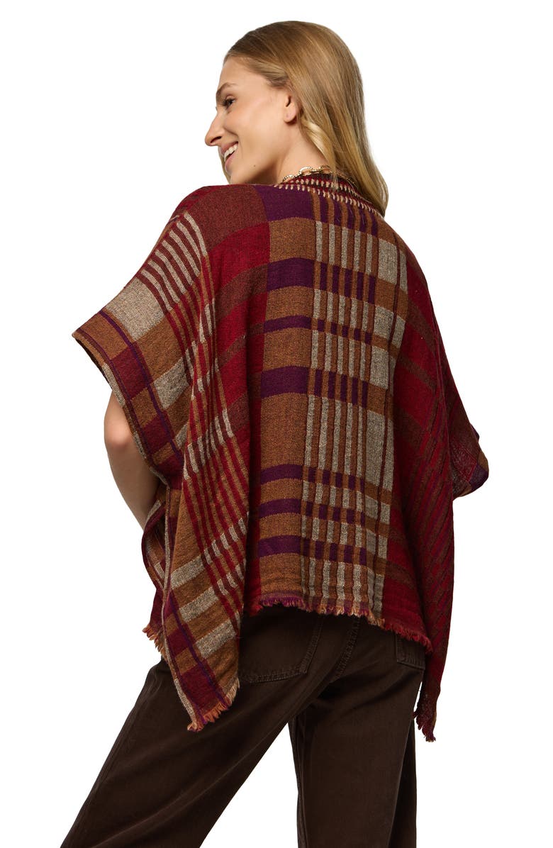 SAACHI Plaid Topper, Alternate, color, Beige/Burgundy