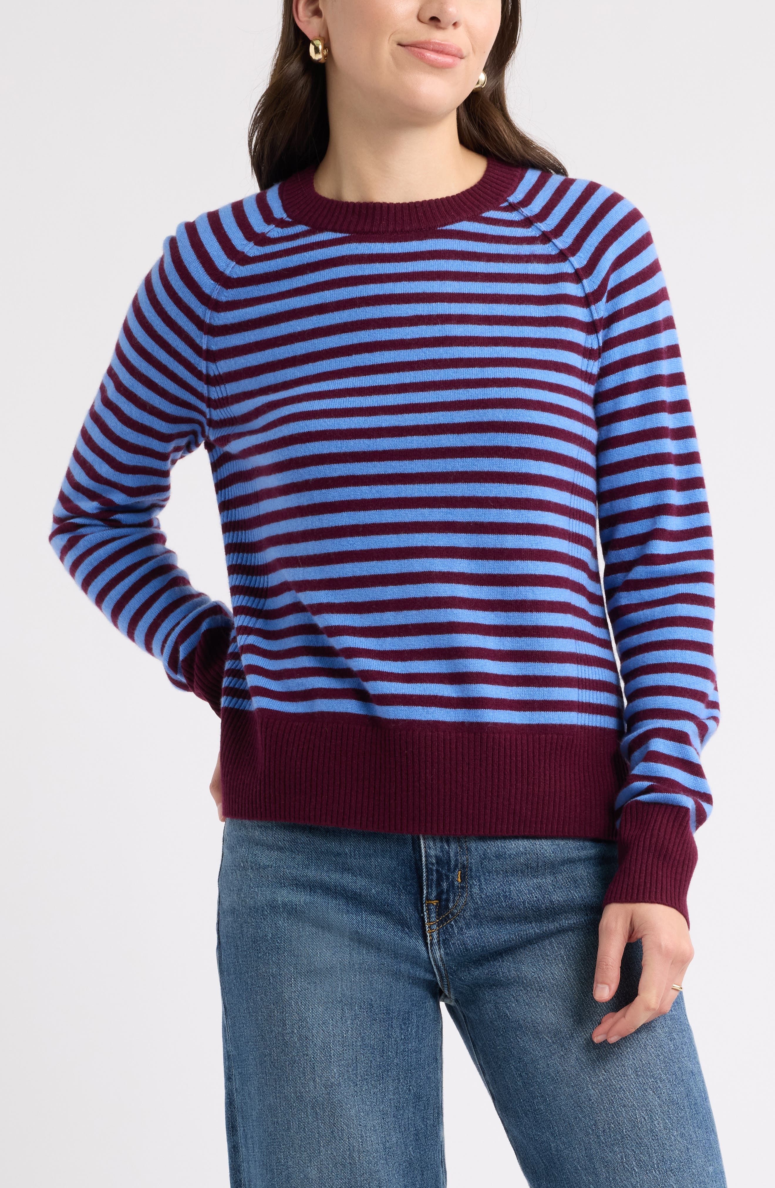 BURGUNDY- BLUE BOWEN STRIPE