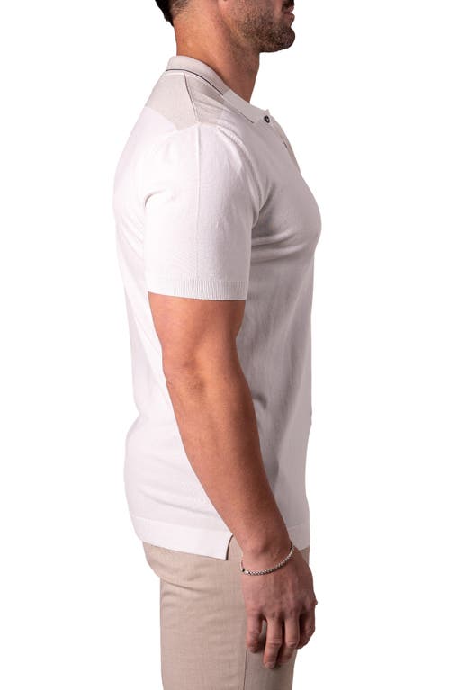Maceoo Tipped Colorblock Polo In White