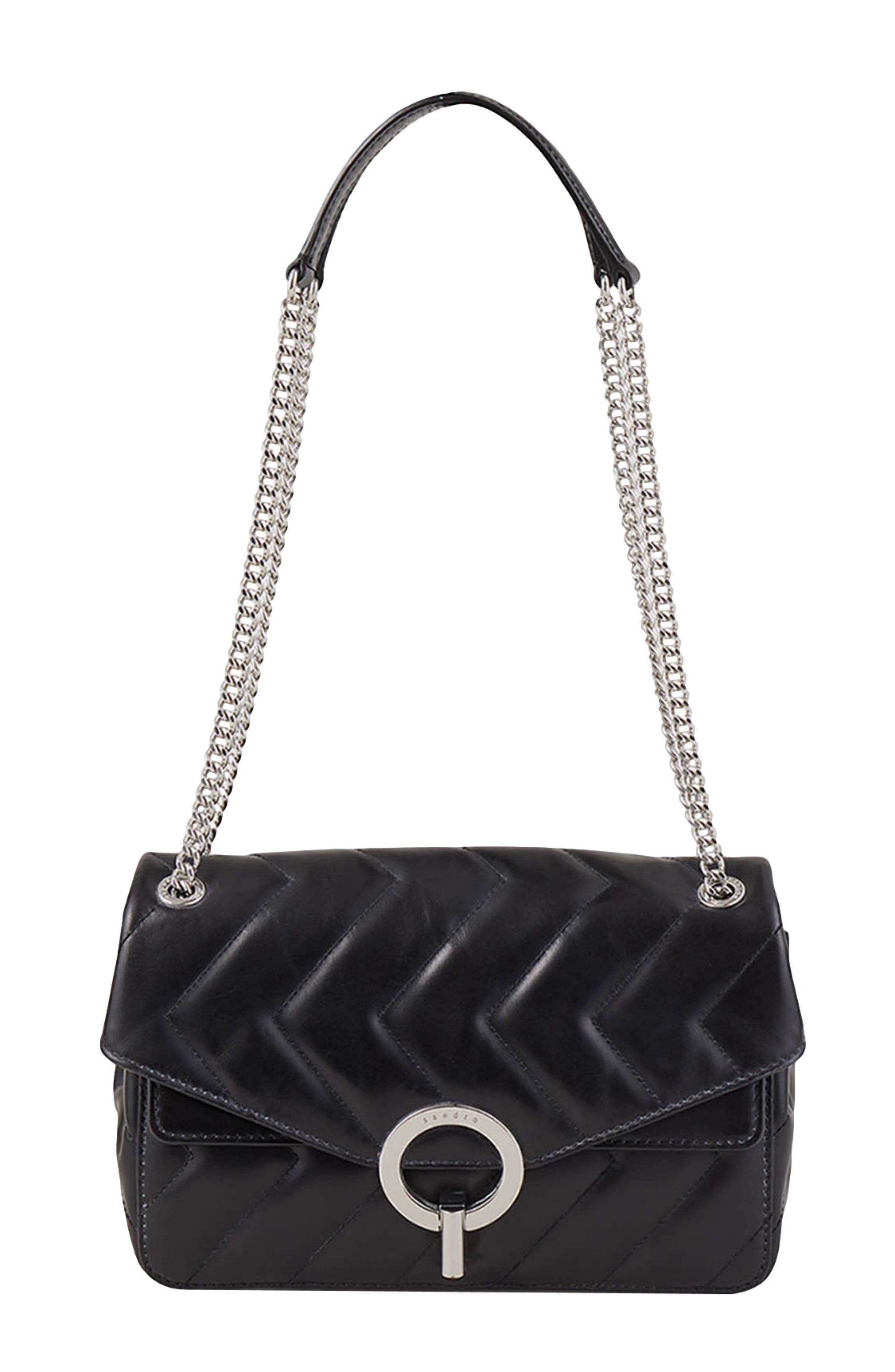SANDRO Yza bag in certified leather, Alternate, color, 