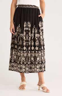 MAX STUDIO Floral Midi Skirt