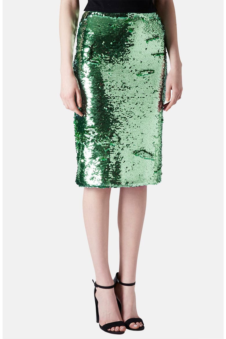 Sequin Pencil Skirt, Main, color, MINT