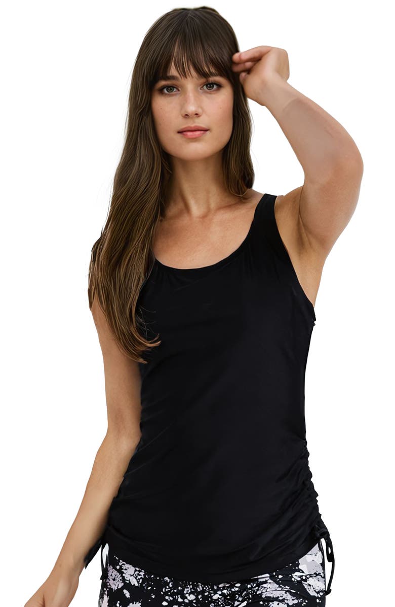 Calypsa Maya Tankini Swim Top With Built-in Bra, Main, color, Black