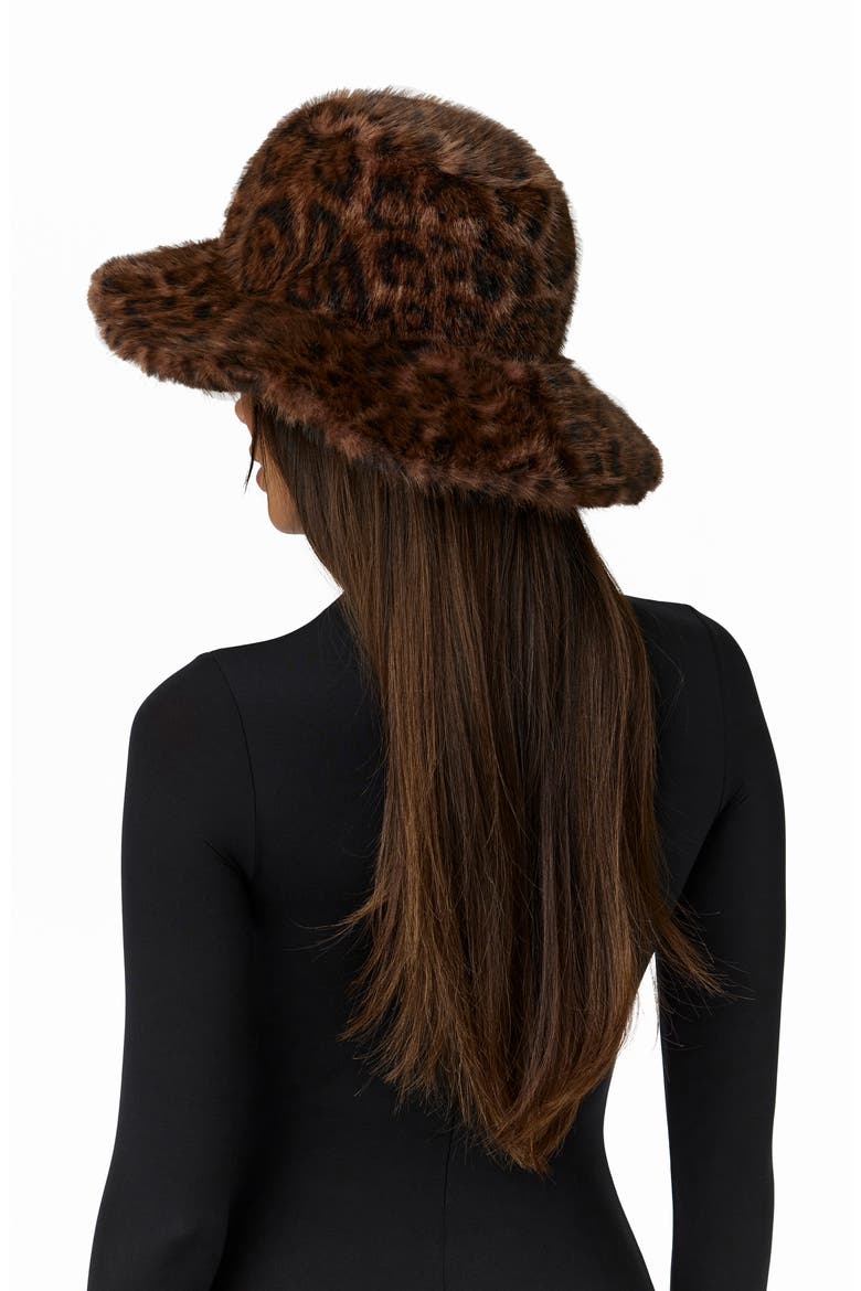 Oversize Faux Fur Bucket Hat, Alternate, color, DARK LEOPARD