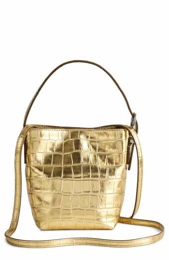Madewell The Essential Micro Croc Embossed Metallic Leather Bucket Tote