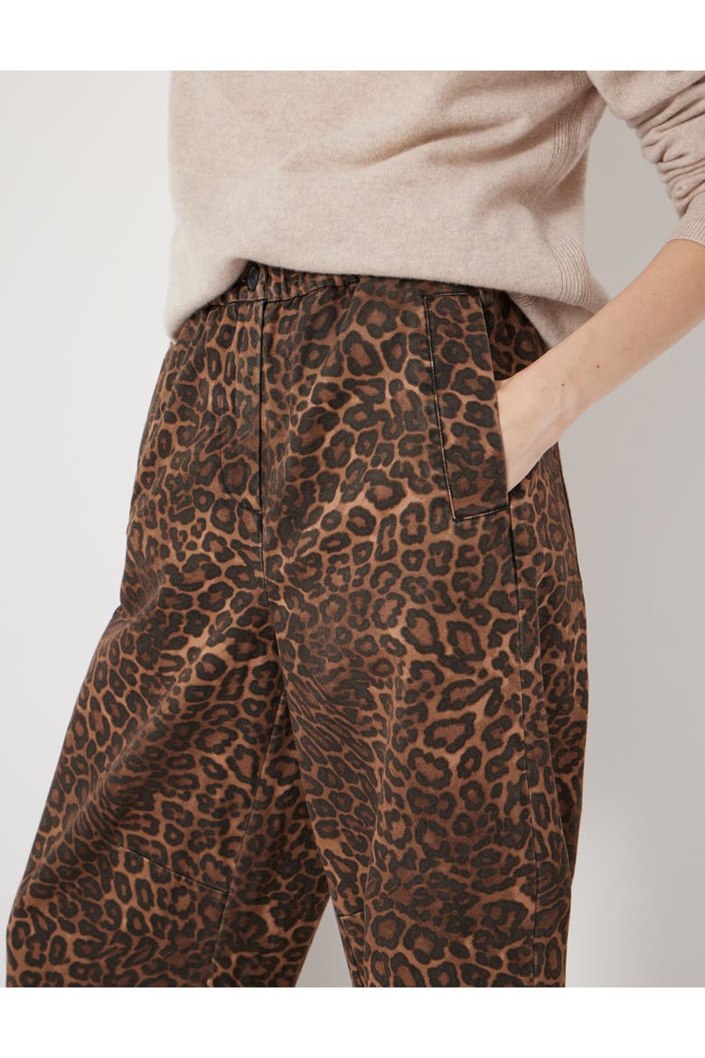 Jack Barrel Leg Pull On Cotton Pants, Alternate, color, Brown Leopard Print