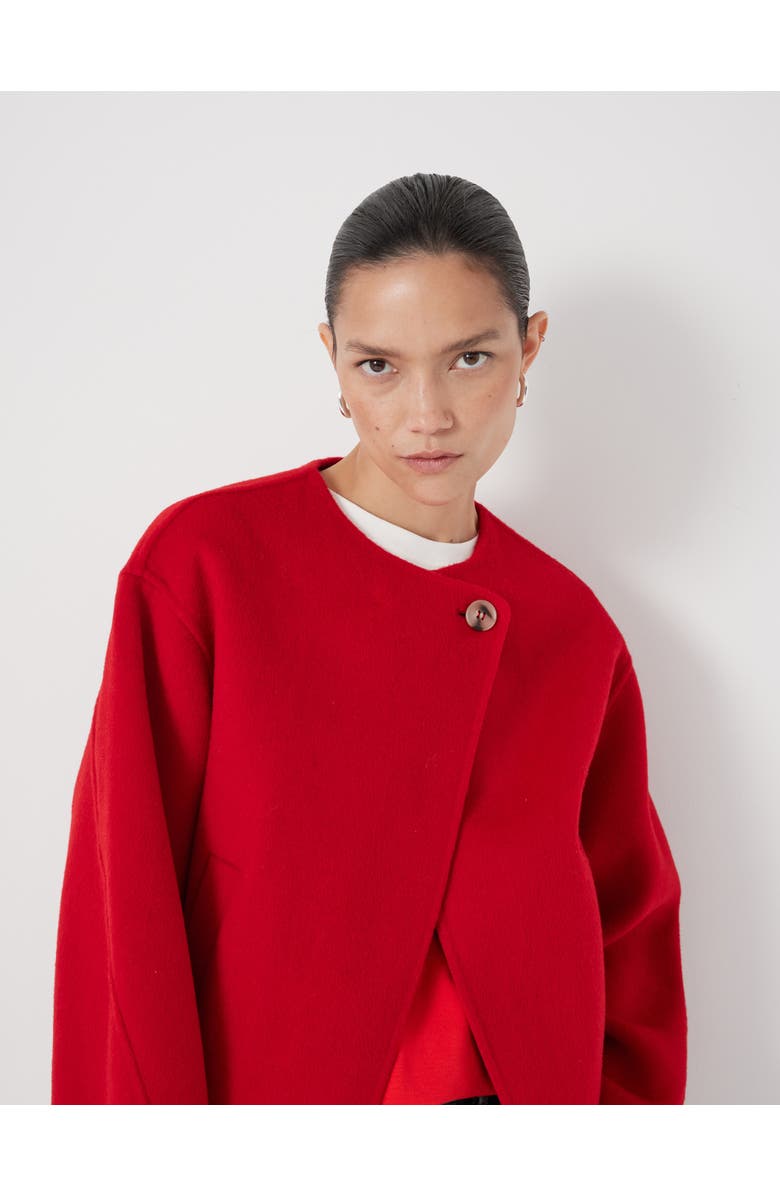 Hush Wool Double Faced Collarless Jacket, Alternate, color, Bright Red