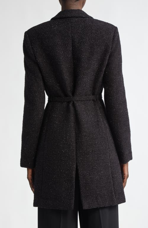 St John St. John Collection Metallic Boucle Belted Longline Jacket In Black