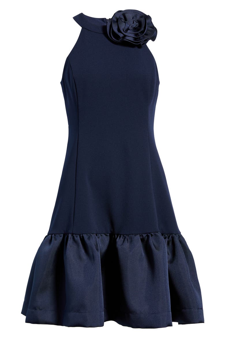 Floral Ruffle Hem Sleeveless Dress, Alternate, color, NAVY