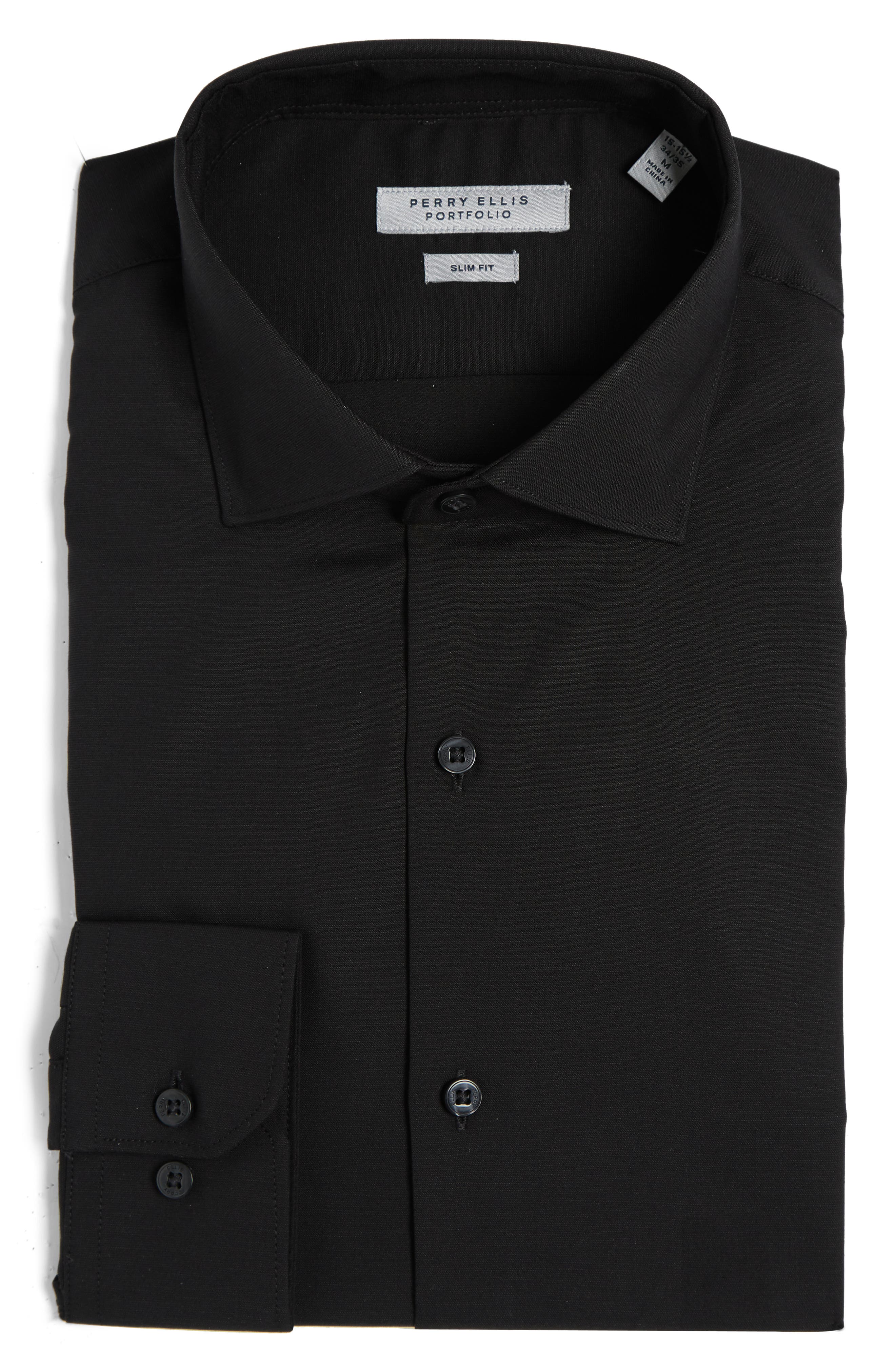 Perry Ellis Luxe Slim Fit Solid Dress Shirt