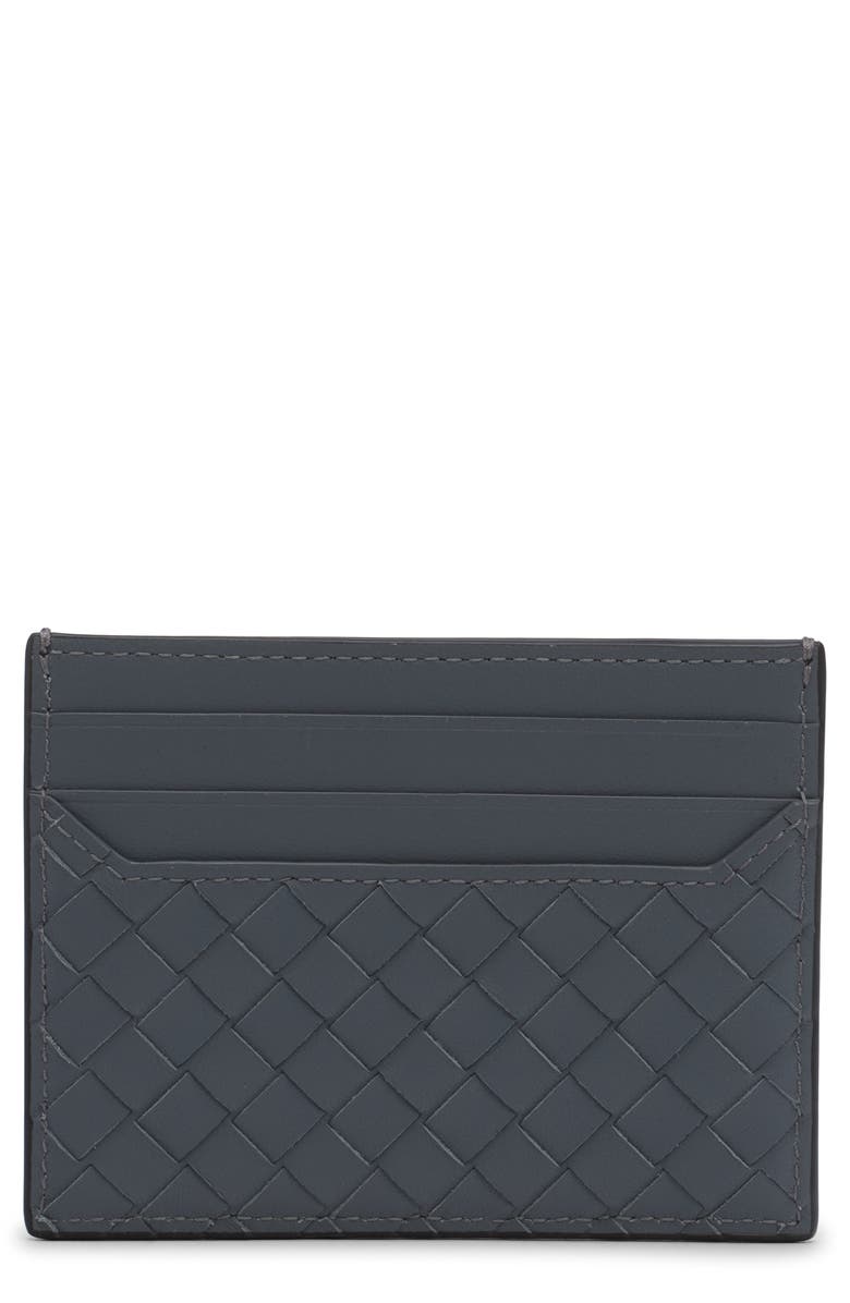 Bottega Veneta Intrecciato Piccolo Leather Card Holder, Main, color, 8073 Black/ Thunder