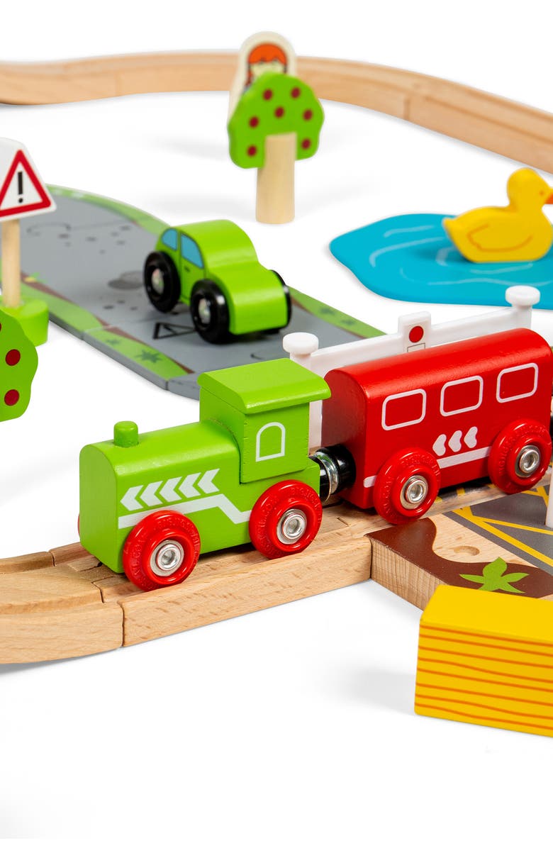 Bigjigs Rail Road & Rail Train Set, Alternate, color, Brown