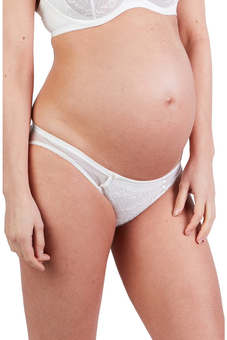 Louise Embroidered Maternity Briefs, Main, color, IVORY