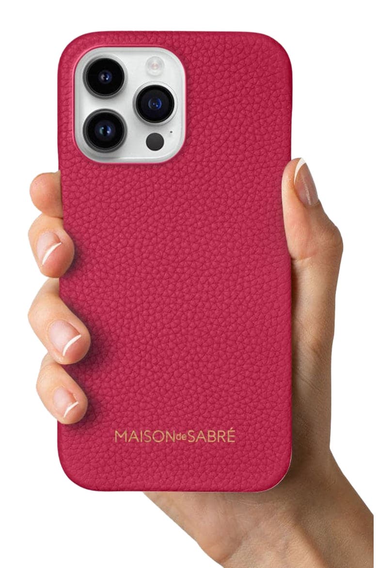 Leather Phone Case iPhone 14 Pro Max, Alternate, color, Shibuya Fuchsia