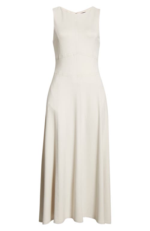 Halogenr Halogen(r) Contrast Topstitch Sleeveless Midi Dress In White