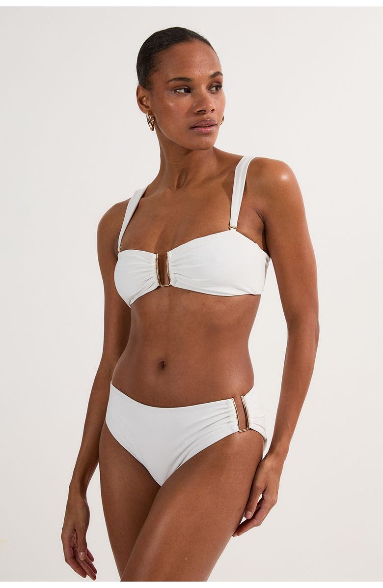 Karen Millen Bikini Bottoms With Gold Trim, Alternate, color, White