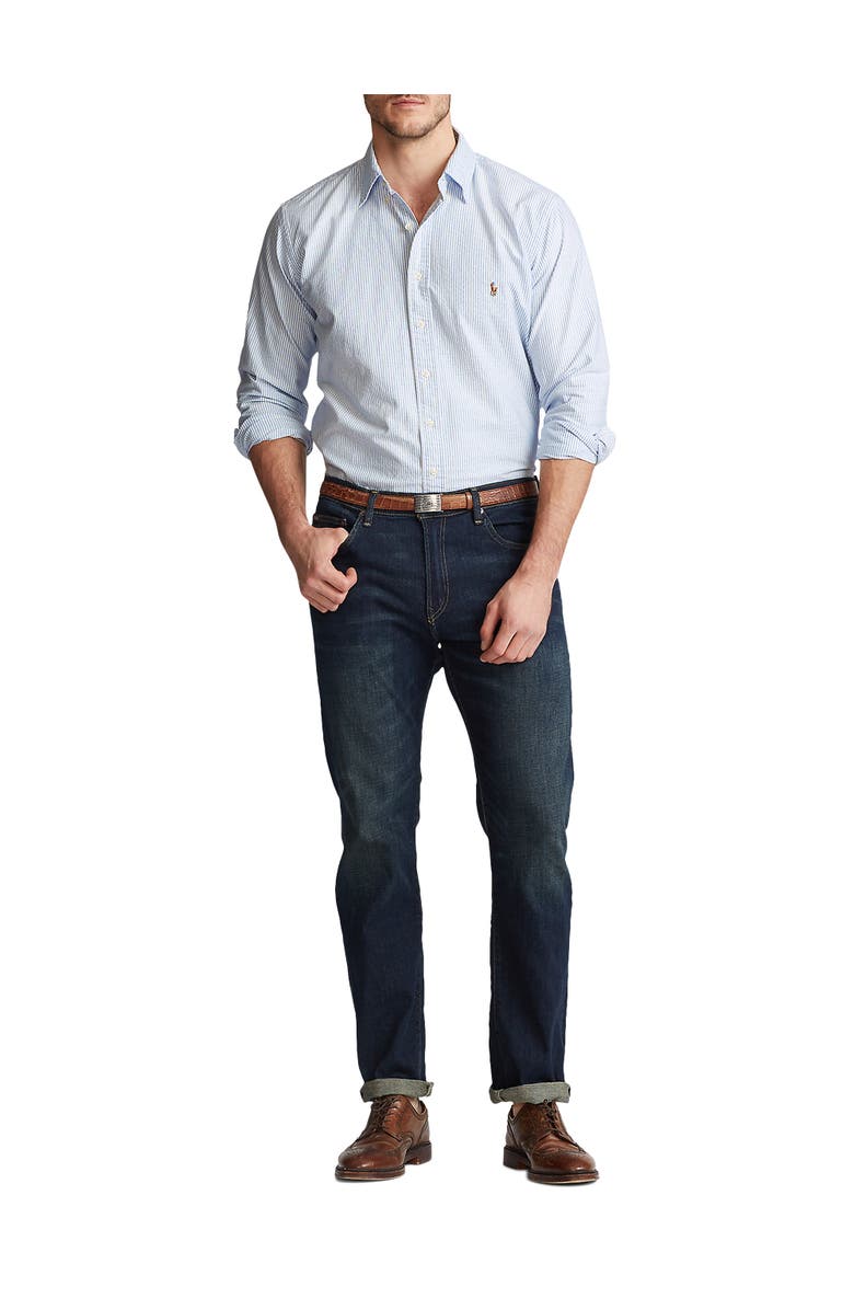 Polo Ralph Lauren Big & Tall Striped Oxford Sport Shirt, Alternate, color, Blue White
