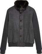 MooRER Levion Mixed Media Cashmere & Wool Jacket with Genuine Shearling Collar