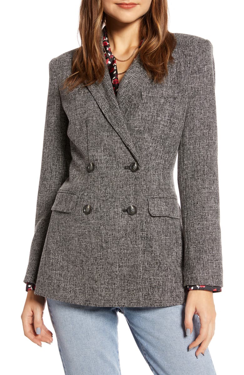 Something Navy Stretch Tweed Blazer, Alternate, color,