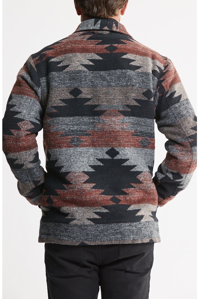 Wool Blend Faux Fur Lined Shirt Jacket, Alternate, color, BLACK RED AZTEC