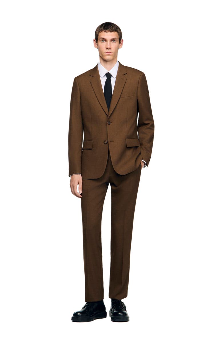 SANDRO Tailored Virgin Wool Jacket, Alternate, color, Tobacco Brown