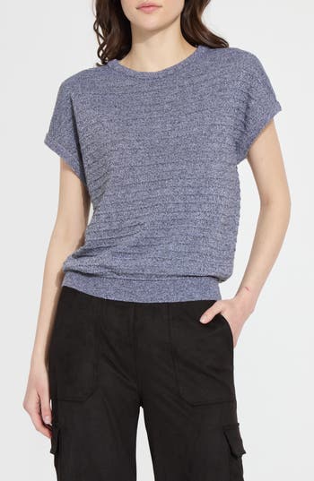 Lyssé Edena Smocked Sweater In Salt Pepper In Gray